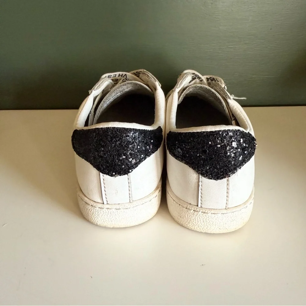Vintage Havana Girls White Glitter Pink Star Sneakers | Size 1